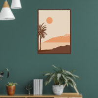 Palm Tree Sunset, Island, Boho Abstract Art