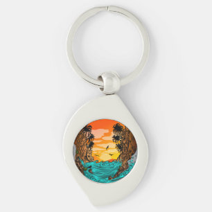 Palm Tree Sunset Key Ring