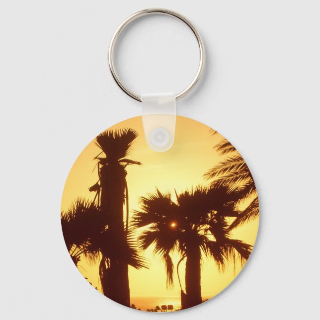 Palm Tree Sunset Key Ring (Front)