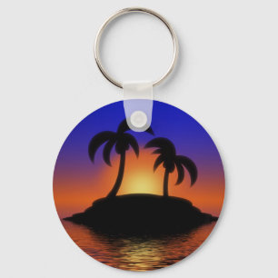 Palm Tree Sunset Key Ring