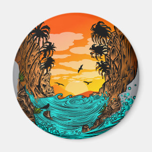 Palm Tree Sunset Magnet