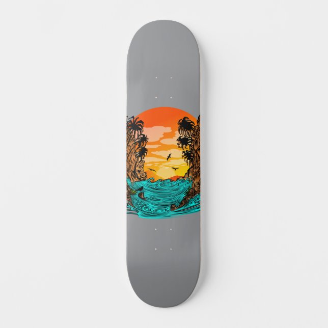Palm Tree Sunset Skateboard (Front)