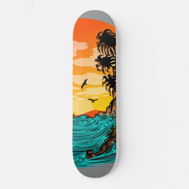 Palm Tree Sunset Skateboard (Front)