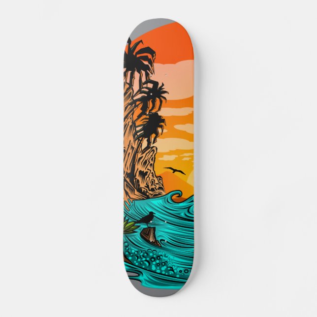 Palm Tree Sunset Skateboard (Front)