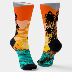 Palm Tree Sunset Socks