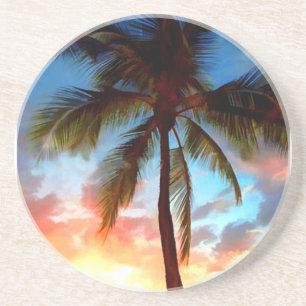 Palm Tree Sunset Stamp Coaster