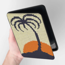 Palm Tree Sunset Sunrise Artisan Crochet Print