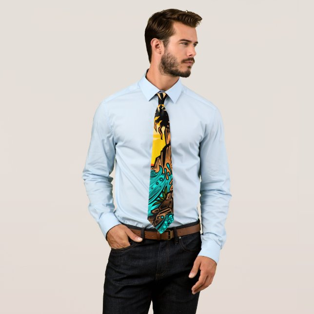 Palm Tree Sunset Tie (In Situ)