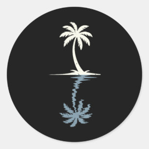 Palm Tree Sunset Trocal Beach Vacation Summer Men Classic Round Sticker