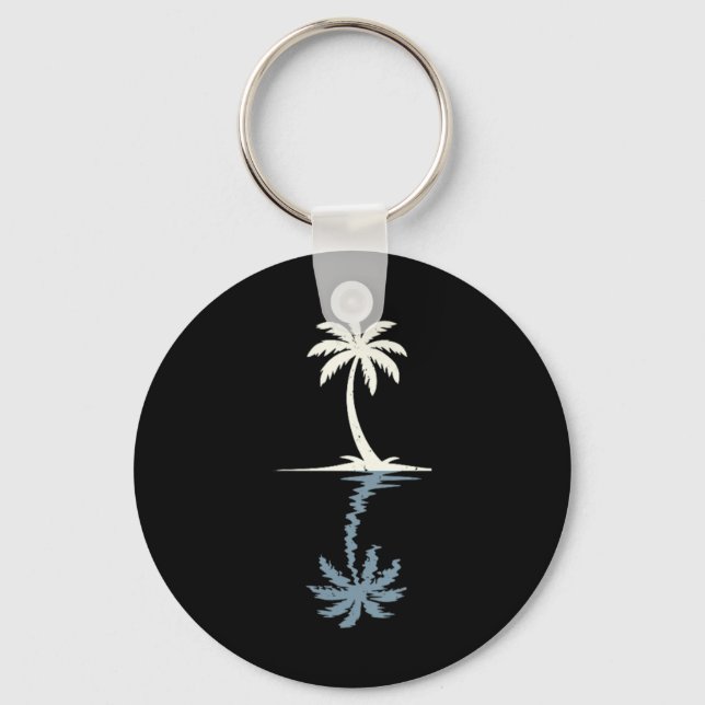 Palm Tree Sunset Trocal Beach Vacation Summer Men Key Ring (Front)
