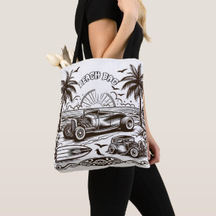 Palm Tree Surf Ride Colouring Tote Bag
