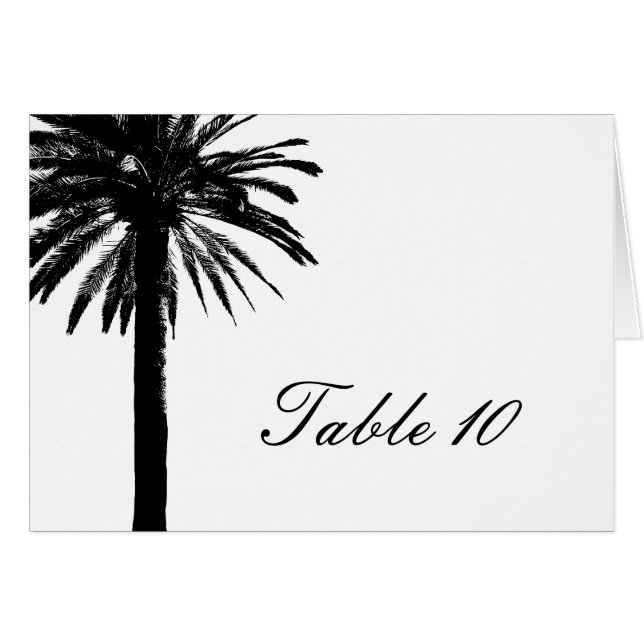 Palm tree table number cards for wedding reception (Front Horizontal)