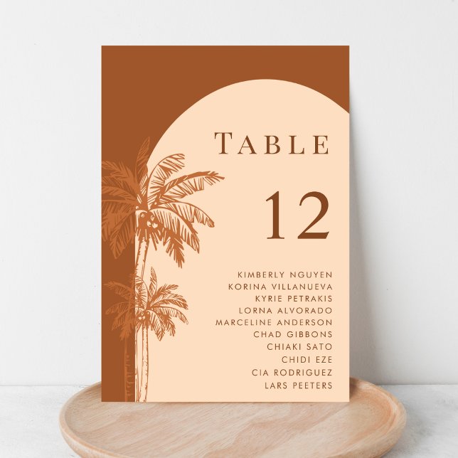 Palm Tree Terracotta Cream Boho Seating Chart  Table Number (Creator Uploaded)