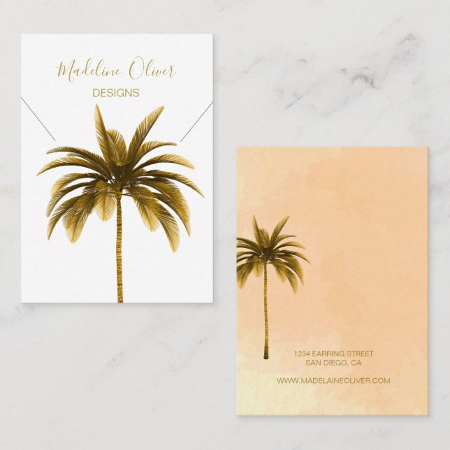 Palm Tree Terracotta Modern Necklace Display     Business Card (Front/Back)