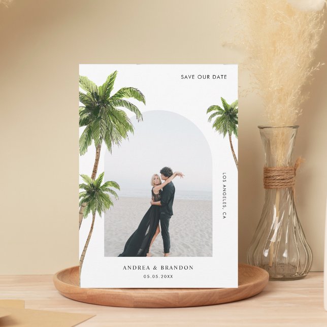 Palm Tree Tropical Arch Photo Destination Wedding Save The Date (Creator Uploaded)