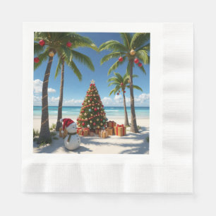Palm Tree Tropical Beach Christmas Paper Napkin