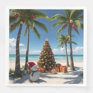 Palm Tree Tropical Beach Christmas Paper Napkin