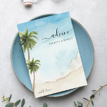 Palm Tree Tropical Beach Destination Wedding Advice Card<br><div class="desc">These elegant,  watercolor advice cards would make a wonderful addition to your bridal shower supplies! Easily customise the text by clicking on the "personalise" option.</div>