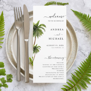 Palm Tree Tropical Beach Destination Wedding Program