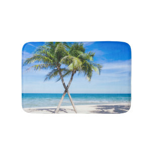 Palm tree tropical beach photo paradise summer bath mat