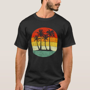Palm Tree Tropical Beach Vintage Retro Sunset Styl T-Shirt
