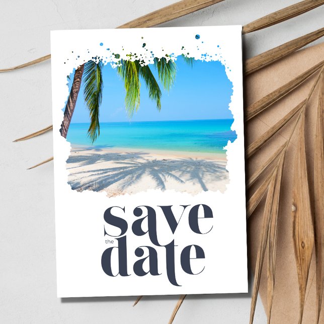 Palm Tree Tropical Beach Wedding  Save The Date (Palm Tree Tropical Beach Wedding Save The Date)