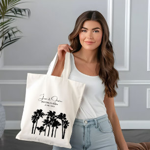 Palm Tree Tropical Beach Wedding Welcome Tote Bag