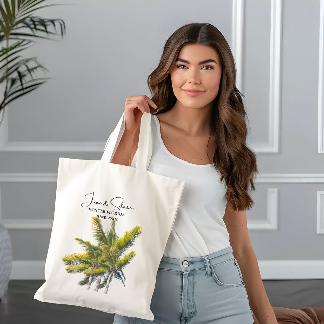 Palm Tree Tropical Beach Wedding Welcome  Tote Bag (Creator Uploaded)