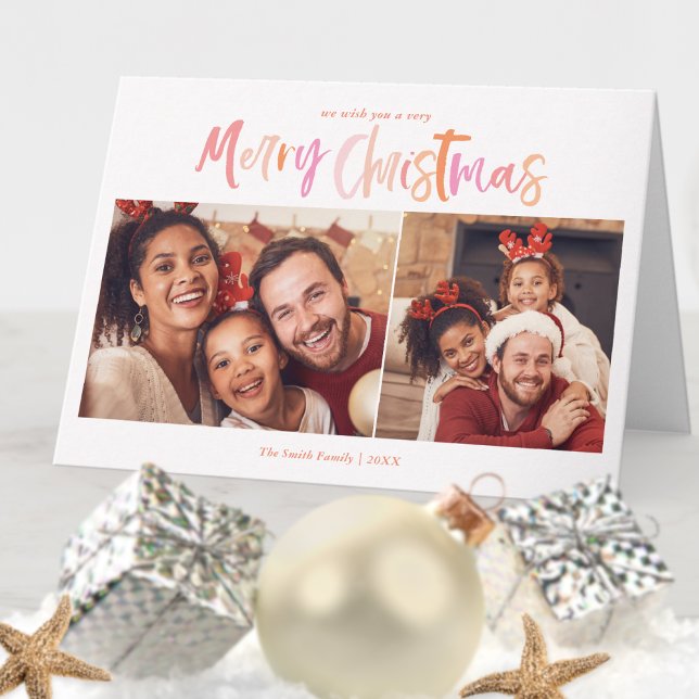 Palm Tree Tropical Christmas 2 Photo Folded Card (Creator Uploaded)