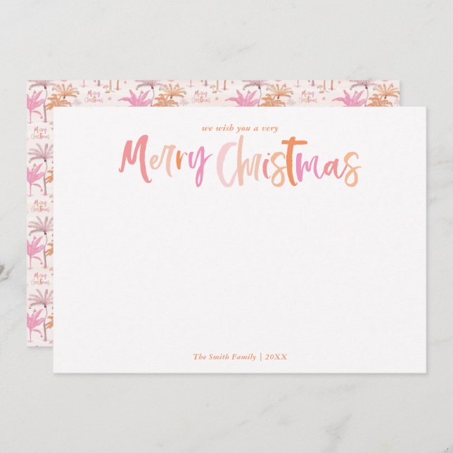 Palm Tree Tropical Christmas Photo Holiday Card (Front/Back)