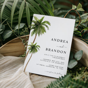 Palm Tree Tropical Destination Wedding All in One Invitation