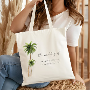 Palm Tree Tropical Destination Wedding Favour Tote Bag