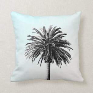 Palm Tree Tropical Elegant Blue Black White Cushion