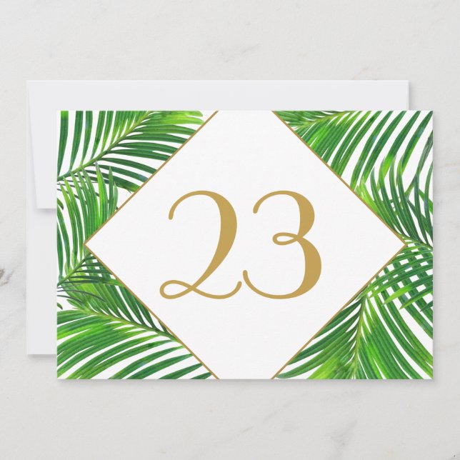 Palm Tree Tropical Greenery Beach Table Numbers (Front)