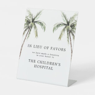 Palm Tree Tropical   In Lieu of Favours Pedestal Sign