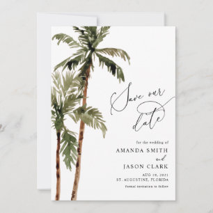 Palm Tree Tropical Island Minimal Beach Save The D Invitation