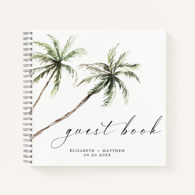 Palm Tree Tropical | Minimal Wedding Guest Book (Front)