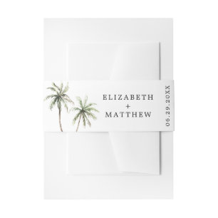 Palm Tree Tropical Minimal Wedding Invitation Belly Band