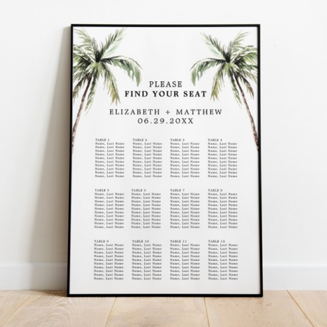 Palm Tree Tropical | Minimal Wedding Seating Chart (Creator Uploaded)