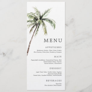 Palm Tree Tropical   Minimal Wedding Serif Menu Invitation