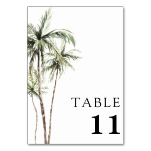 Palm Tree Tropical   Minimal Wedding Table Number