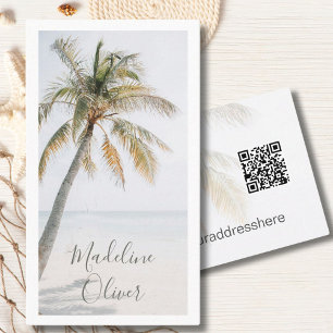 Palm Tree Tropical Modern QR Code  Business Card