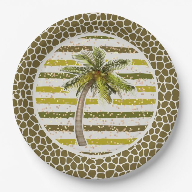 Palm Tree Tropical Paper Plate (Front)