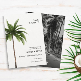Palm Tree Tropical Photo Wedding Save the Date Invitation