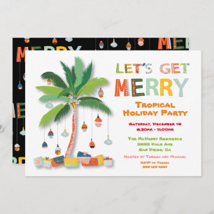 Palm Tree Tropical Retro Holiday Party Invitation