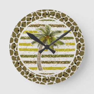 Palm Tree Tropical Round Clock