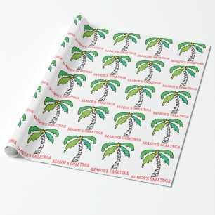 Palm Tree Tropical Season's Greetings Wrapping Paper