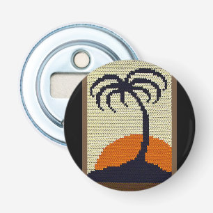 Palm Tree Tropical Sun Natural Crochet Print Bottle Opener