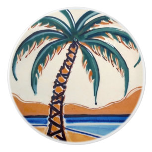 Palm Tree tropical vacation beach house decor Ceramic Knob