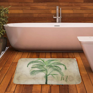 Palm Tree Tropical  Vintage Elegant Bath Mat